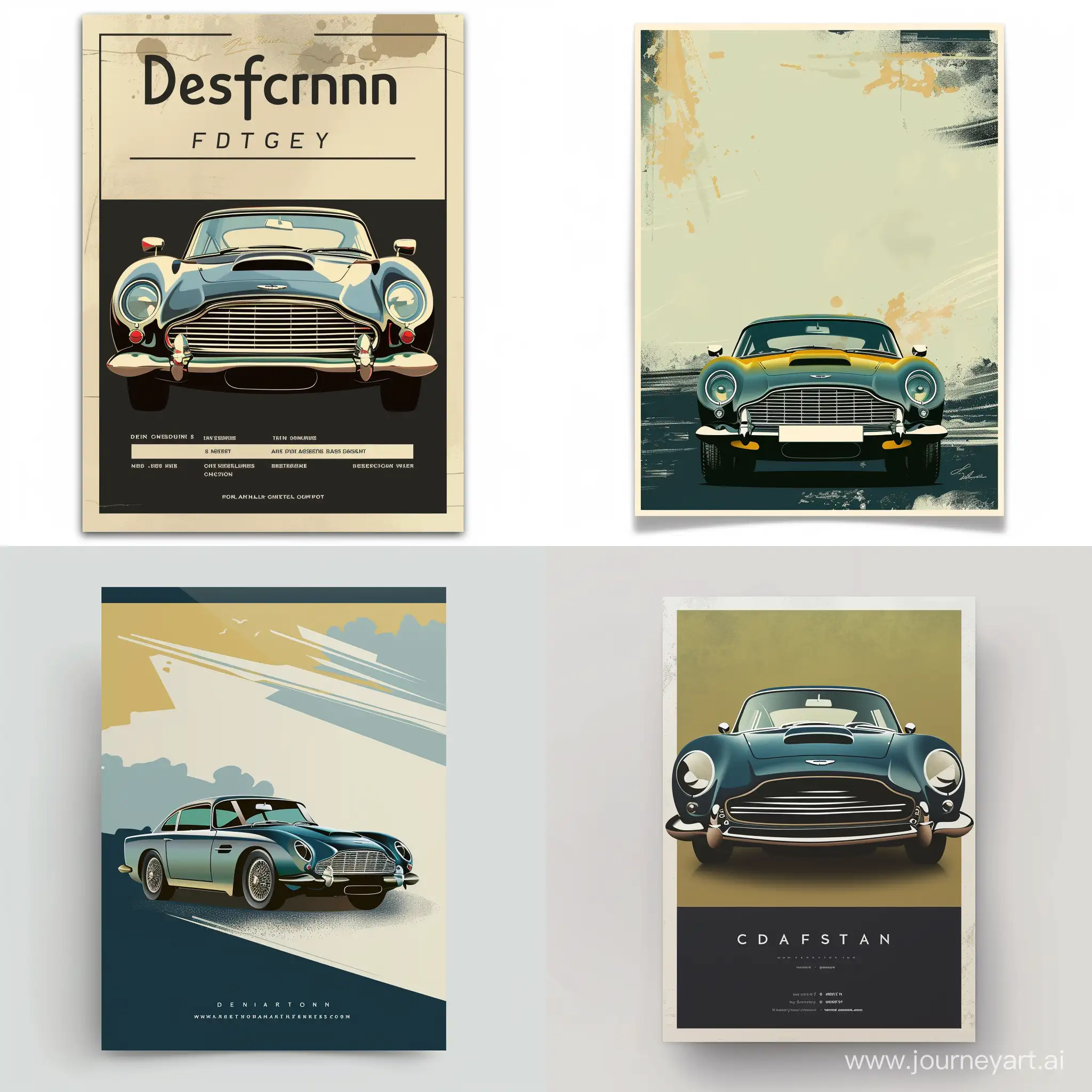 Vintage Aston Martin graphic for a vertical flyer, detailing company, nonobstructive background, background image for flyer, modern, minimalist and simple, few colors, contemporary art, flyer image