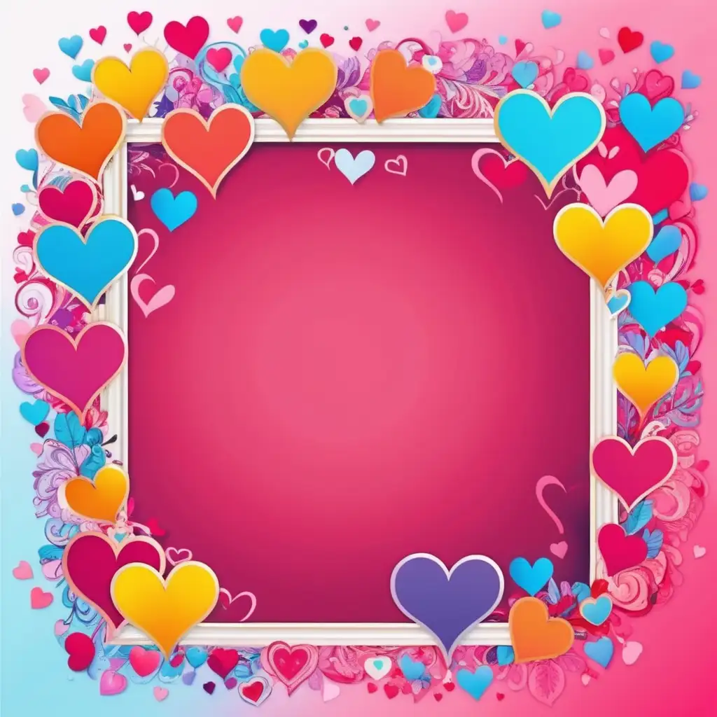 Vibrant HeartShaped Frame Bursting with Colorful Love
