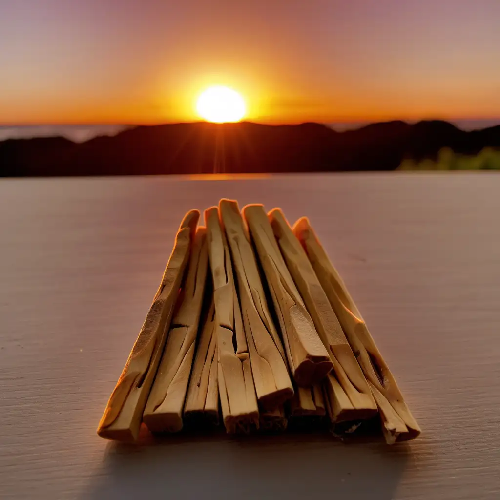 Palo Santo Sticks with Radiant Sunset Background