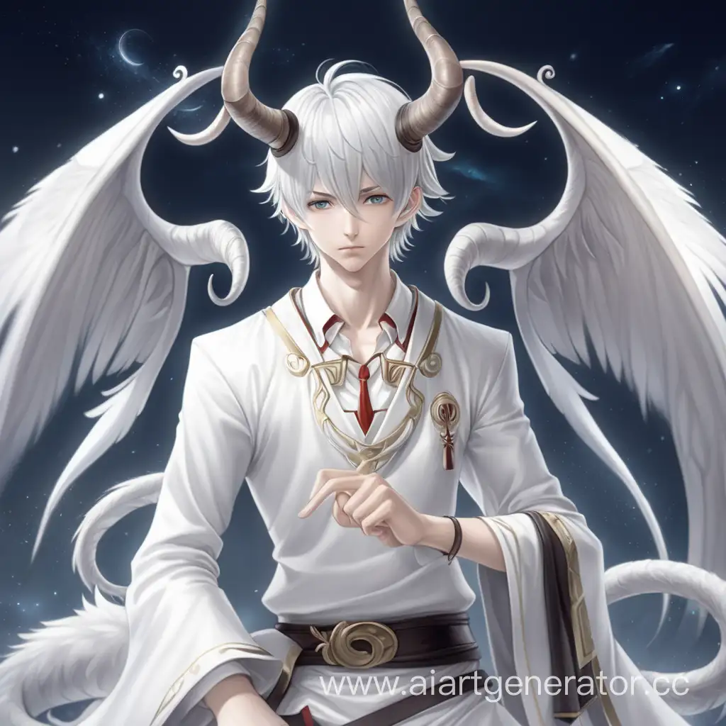 Fantasy-Anime-Art-Young-Man-with-Horns-Tail-and-Wings-in-Calm-White-Attire