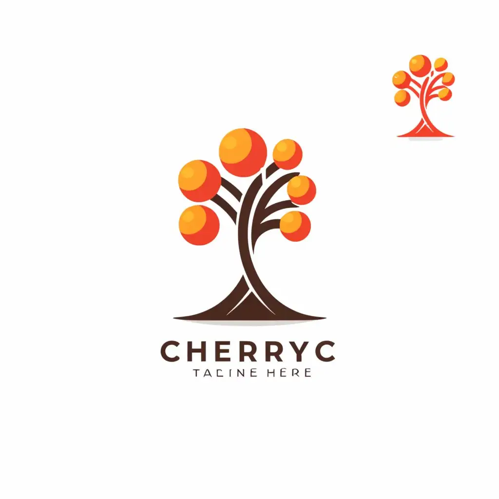 a logo design,with the text ""UNDER THE CHERRY TREE"", main symbol:stylize a cherry tree in profile with a half elliptical shape that has its branches almost touching the grass, and I remind the trunk of the image of a woman drinking coffee. en colores rosa y cafe,Minimalistic,be used in Restaurant industry,clear background