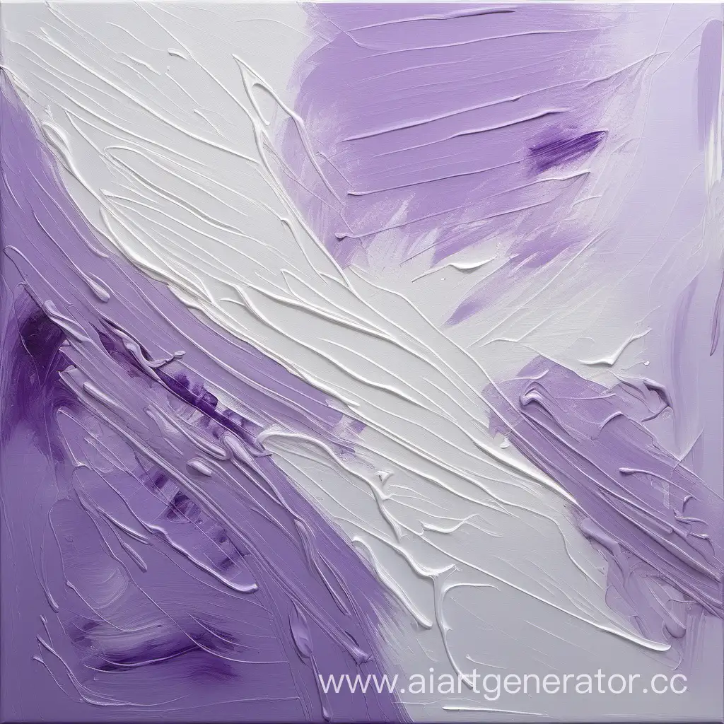 арт с нежно-фиолетовой и белой масляная краской , мазками по холсту