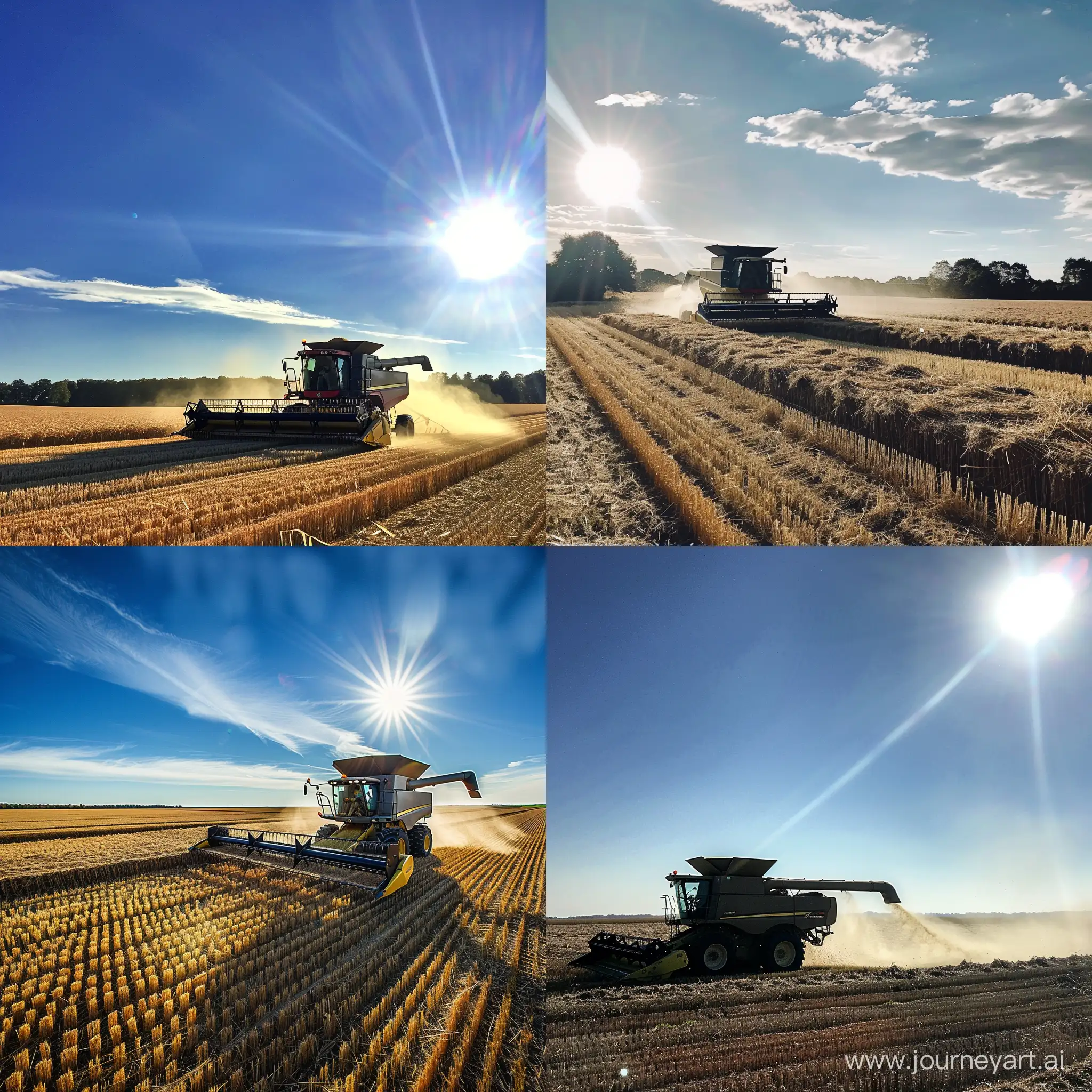 Harvesting-Wheat-in-a-Sunlit-Field-under-a-Blue-Sky
