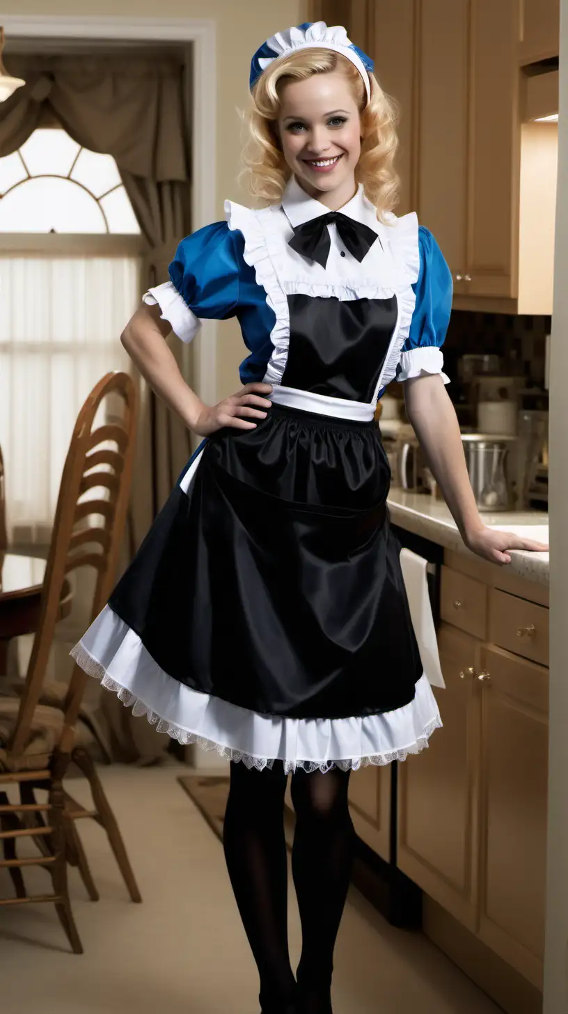 Elegant Retro French Maid Costume Girls and MILFs in Crystal Silk Gowns