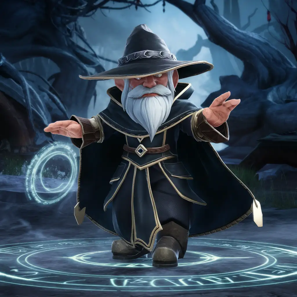 Gnome-Magician-in-Black-Top-Hat-and-Cape-Casting-Spell-World-of-Warcraft-Fan-Art