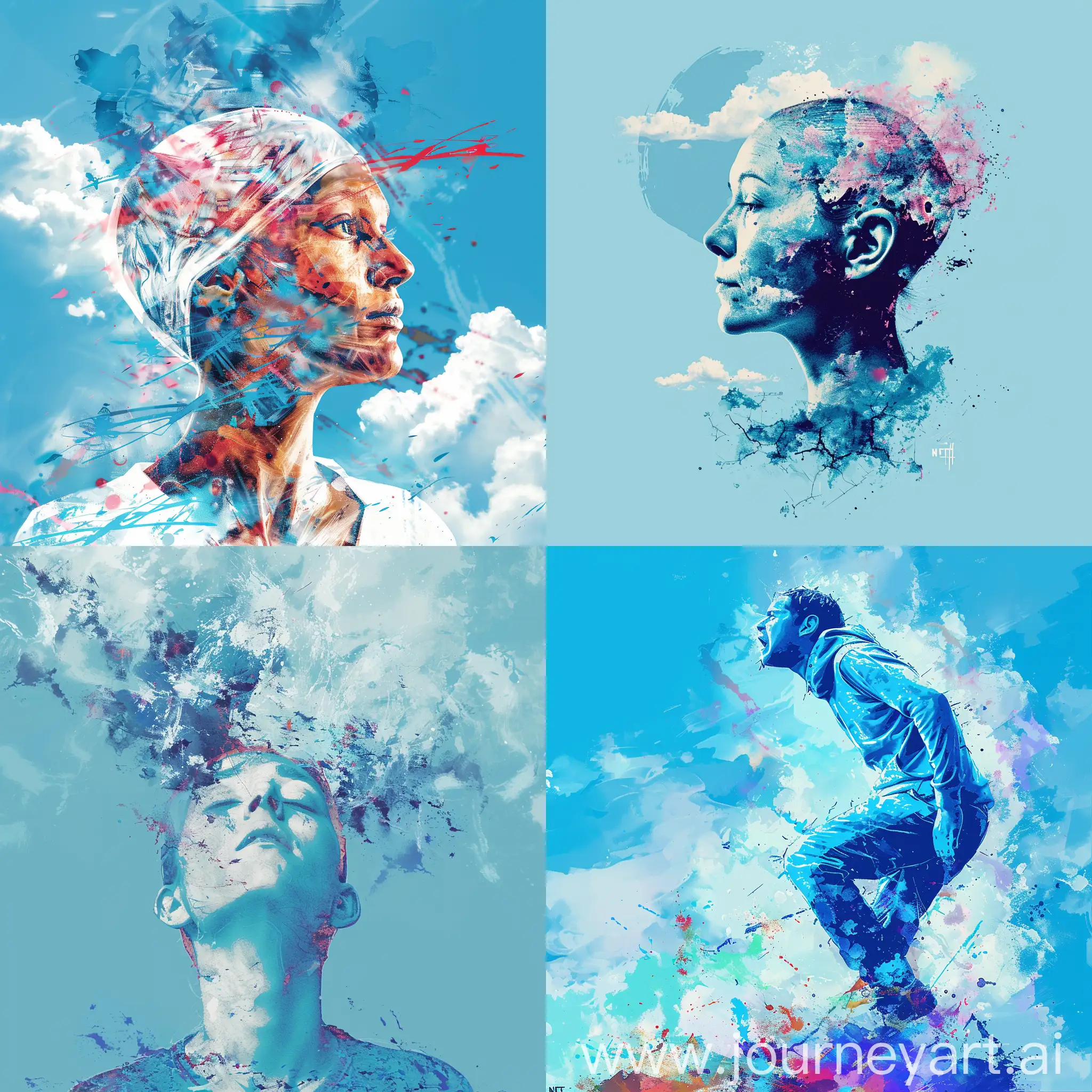 ﻿@Midjourney ﻿    Type of Image: Conceptual Art and Portraits   Description of the desired design: The image I envision for the NFT is of an individual battling cancer, demonstrating courage, resilience, and the strong will of a person fighting the disease. These individuals are inspiring and energetic for others, showing that even in the face of seemingly insurmountable challenges, there is still hope for recovery. Considering that my goal is to sell to socially active individuals with a humanistic mindset who also participate in campaigns and discussions related to various illnesses.   Color patterns I have in mind for this design include the following: Sky Blue (