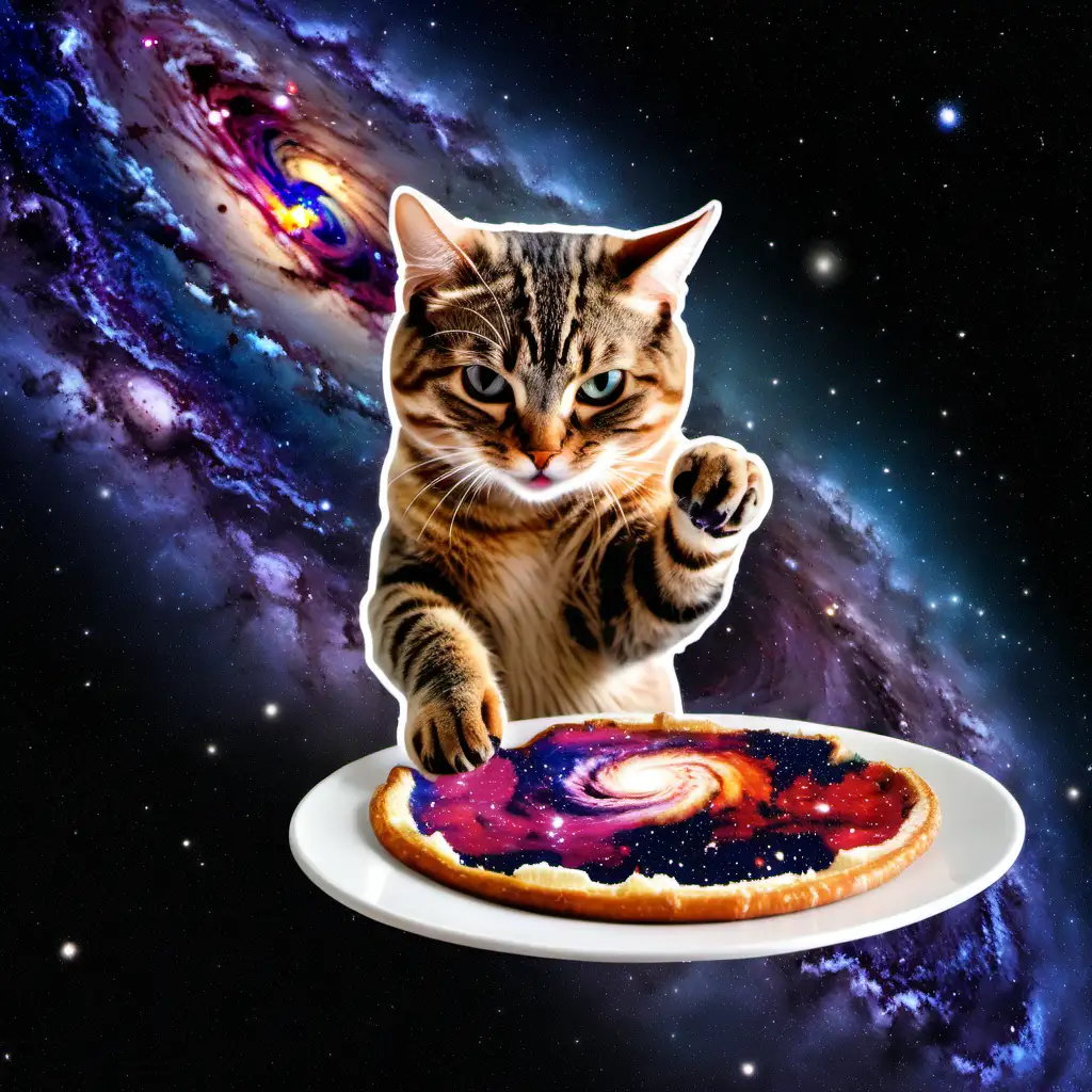 Cosmic Cat Devouring a Galactic Feast