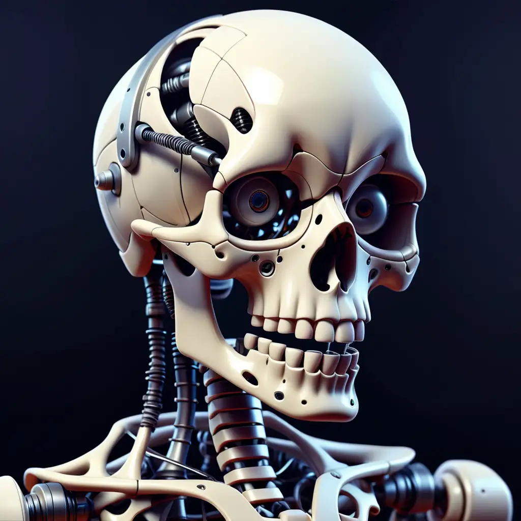 Futuristic Robot Skeleton Head Design for Tech Enthusiasts