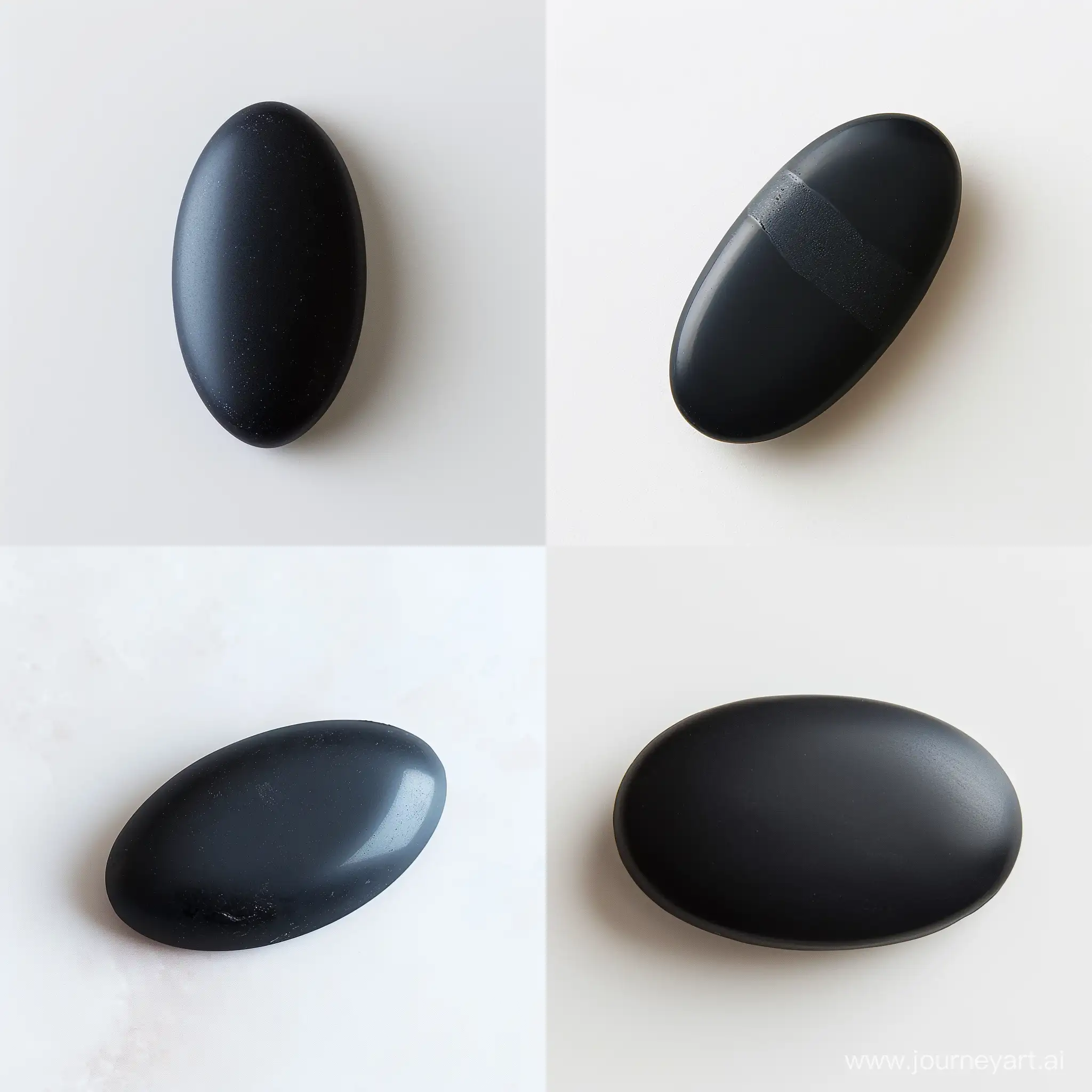 Elegant-Matte-Black-Oval-Stone-Cabochon-on-White-Background