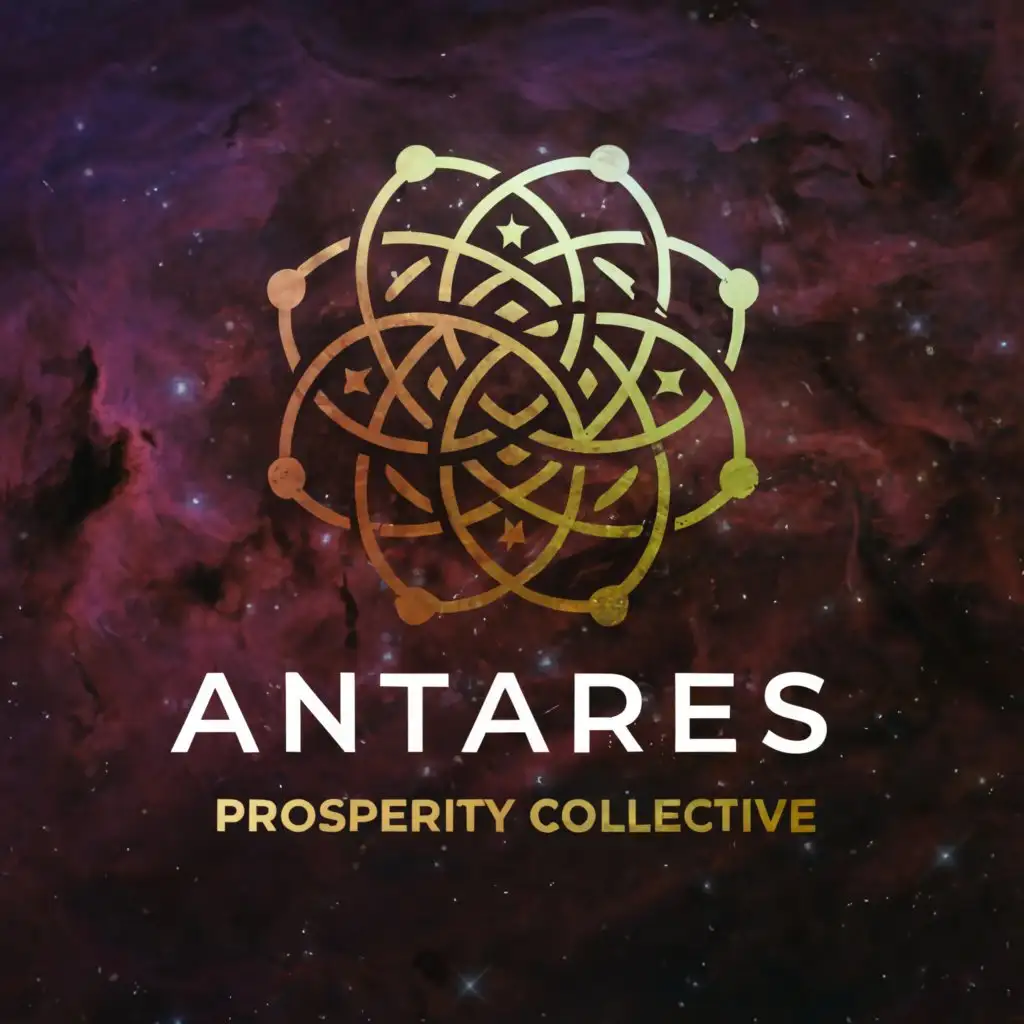 a logo design,with the text 'Antares Prosperity Collective', main symbol:Galaxy,complex,be used in Technology industry,clear background,warm colors