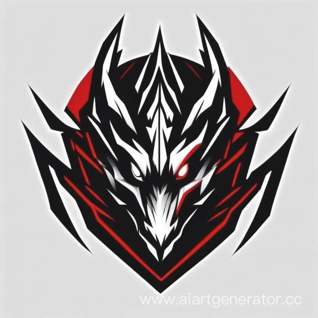 Cybersport logo icon deadly dragon black white red minimalism only 3 colours full hd 4k angry eyes two letters D in red white and black colours Deadly dragons is name of the team
