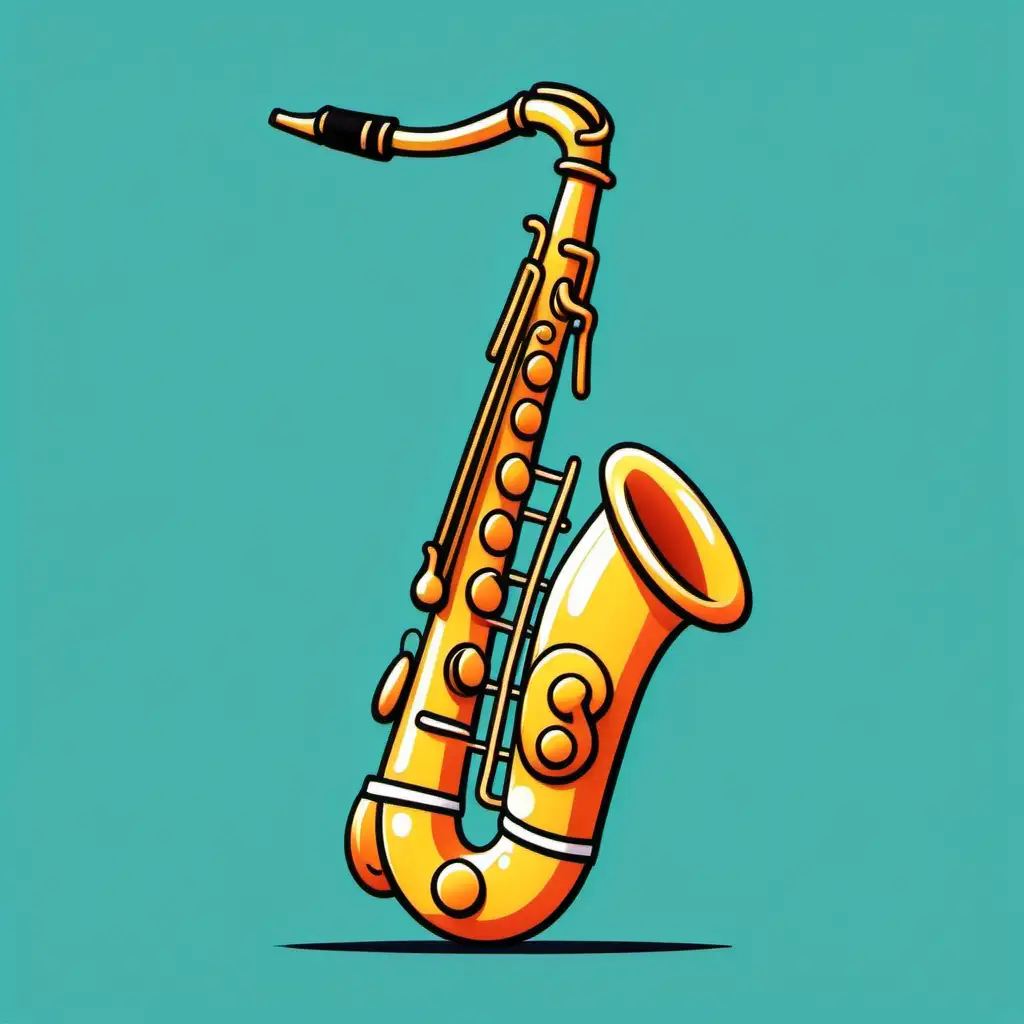 Cheerful Cartoon Saxophone Player in Vibrant Colors