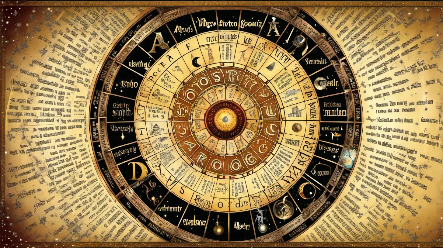 astrologic wheel , words, 