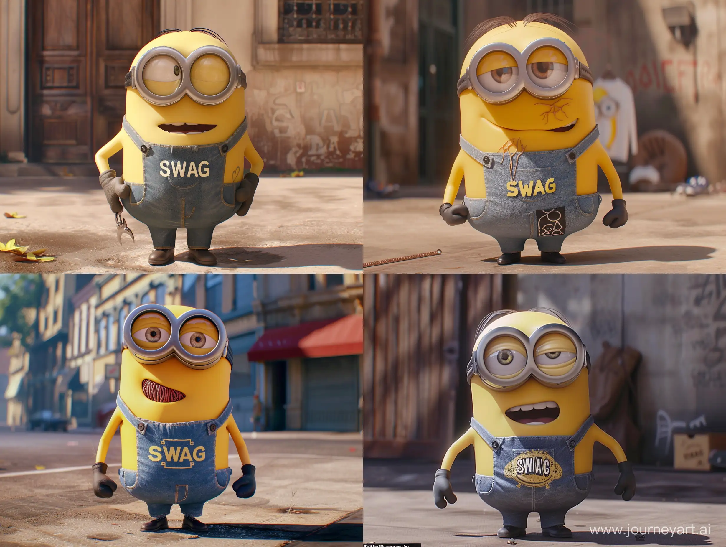 Minion-Character-in-SWAG-Tshirt-with-Bulging-Veins