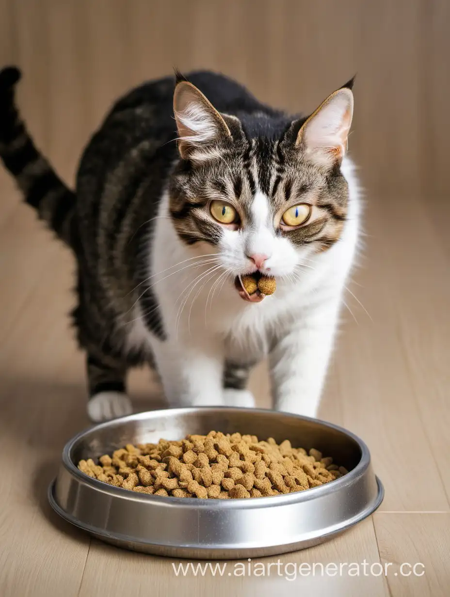 Feline-Enjoying-a-Nutritious-Meal-of-Dry-Cat-Food