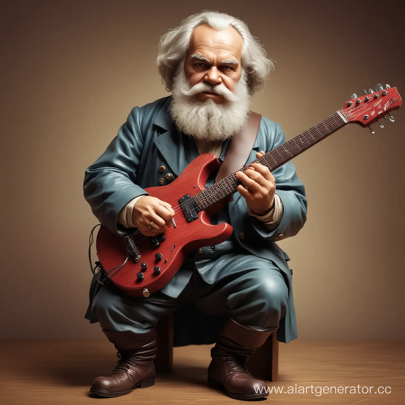 Karl Marx is dwarf with electric guitar