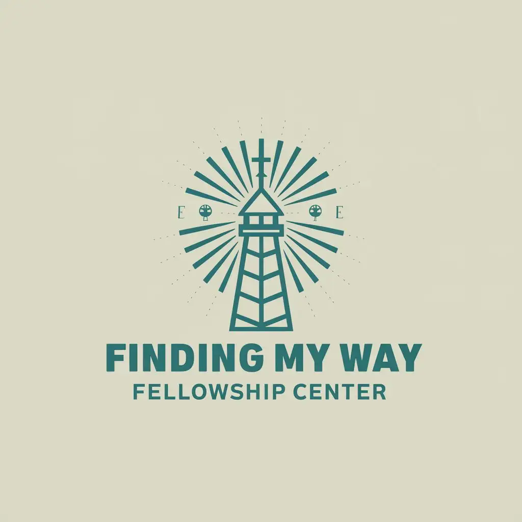 logo, LIGHTHOUSE DOVE CROSS BEACON RAY, with the text "FINDING MY WAY FELLOWSHIP CENTER", typography, be used in Religious industry