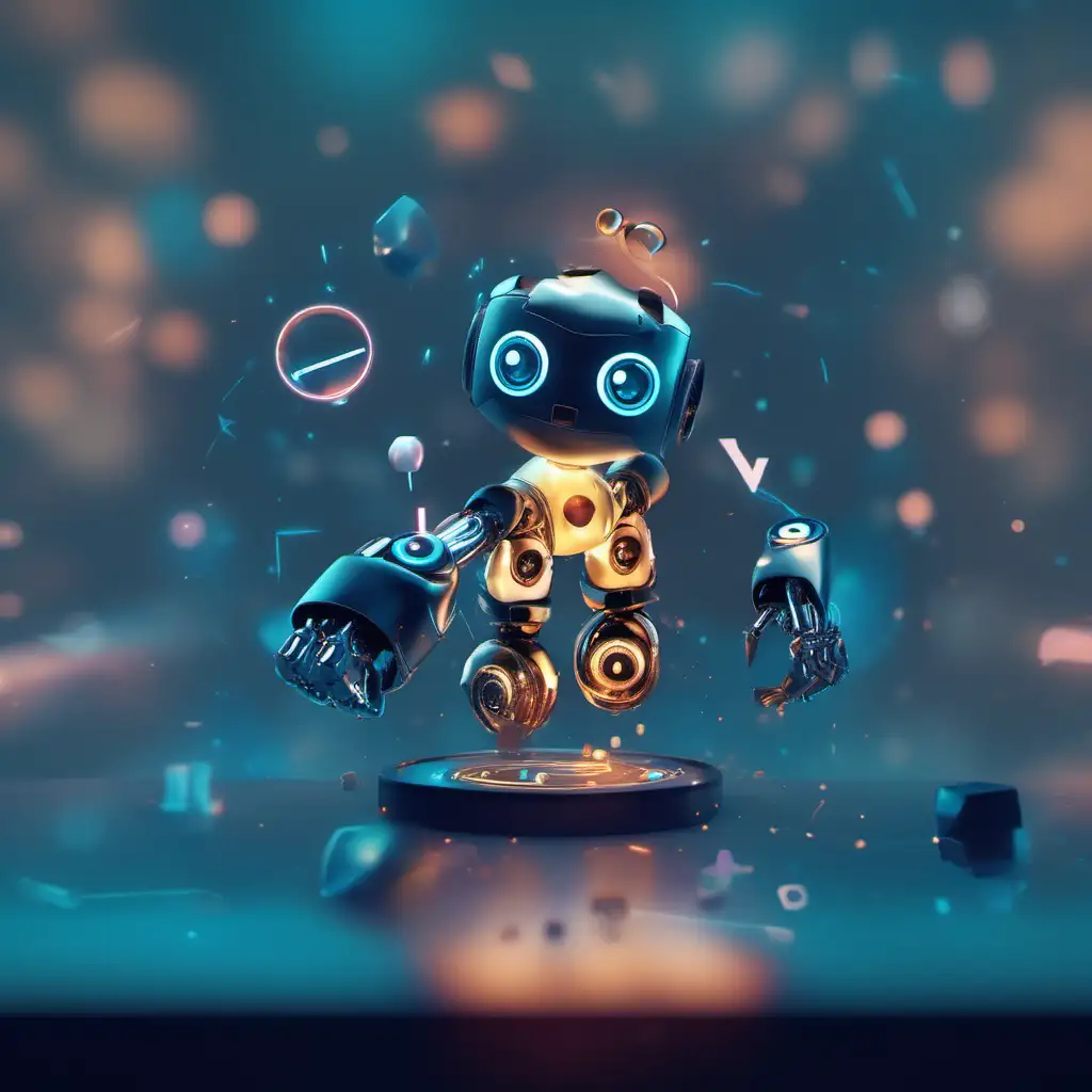 Adorable Humanoid Robot in Whimsical Wonderland