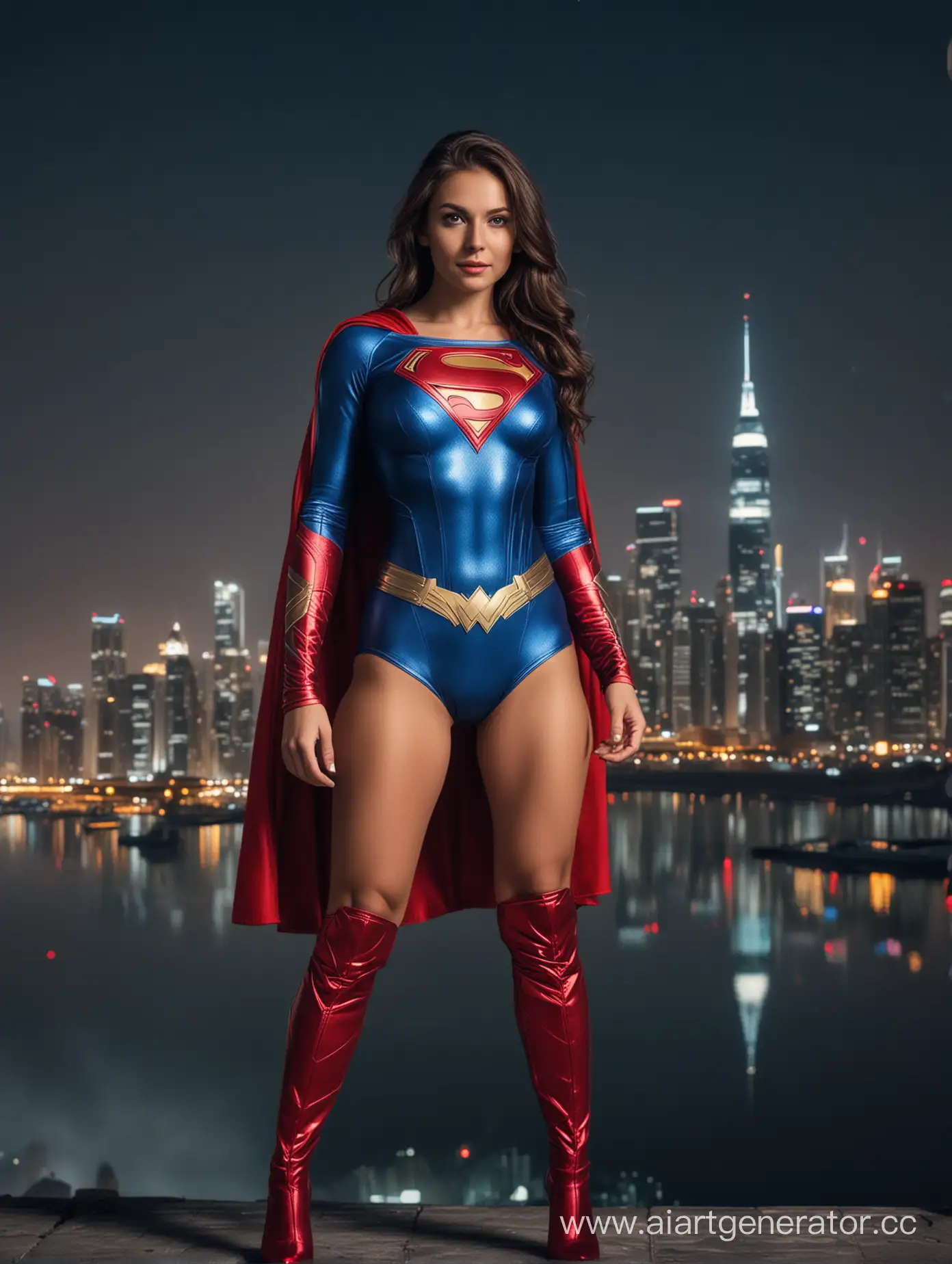 Superwoman-Girl-in-Night-Cityscape