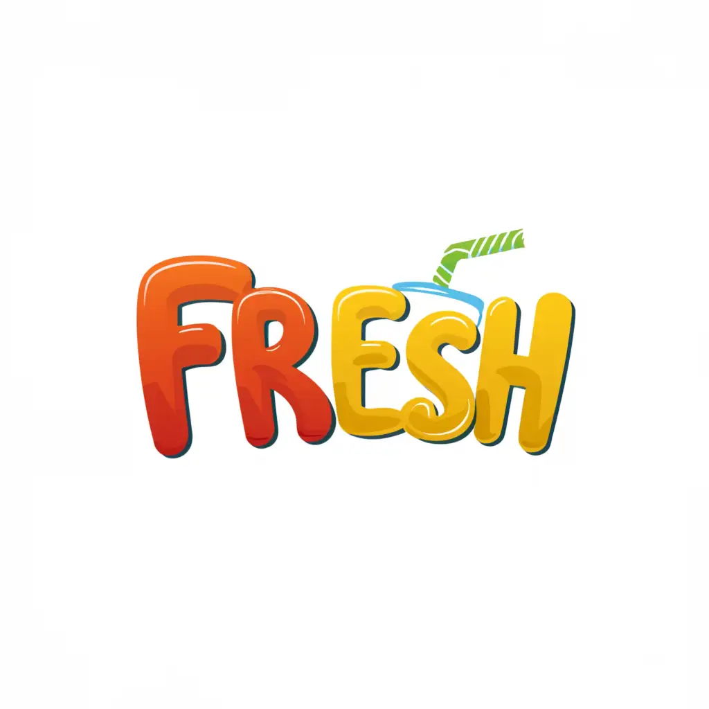 a logo design,with the text "fresh", main symbol:straw,complex,clear background