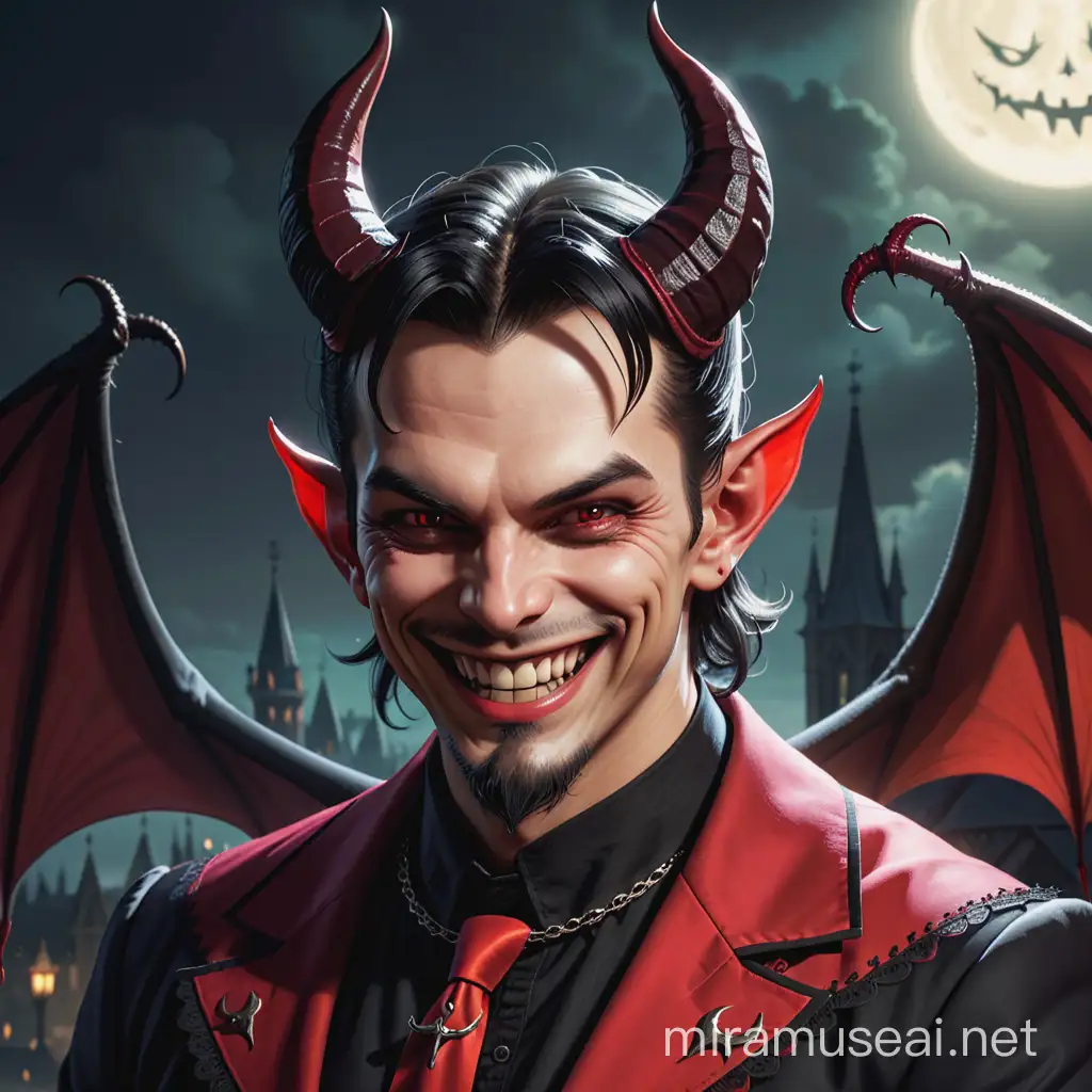 A traditional devil smiling after a successful diabolical plan, hd, gothic