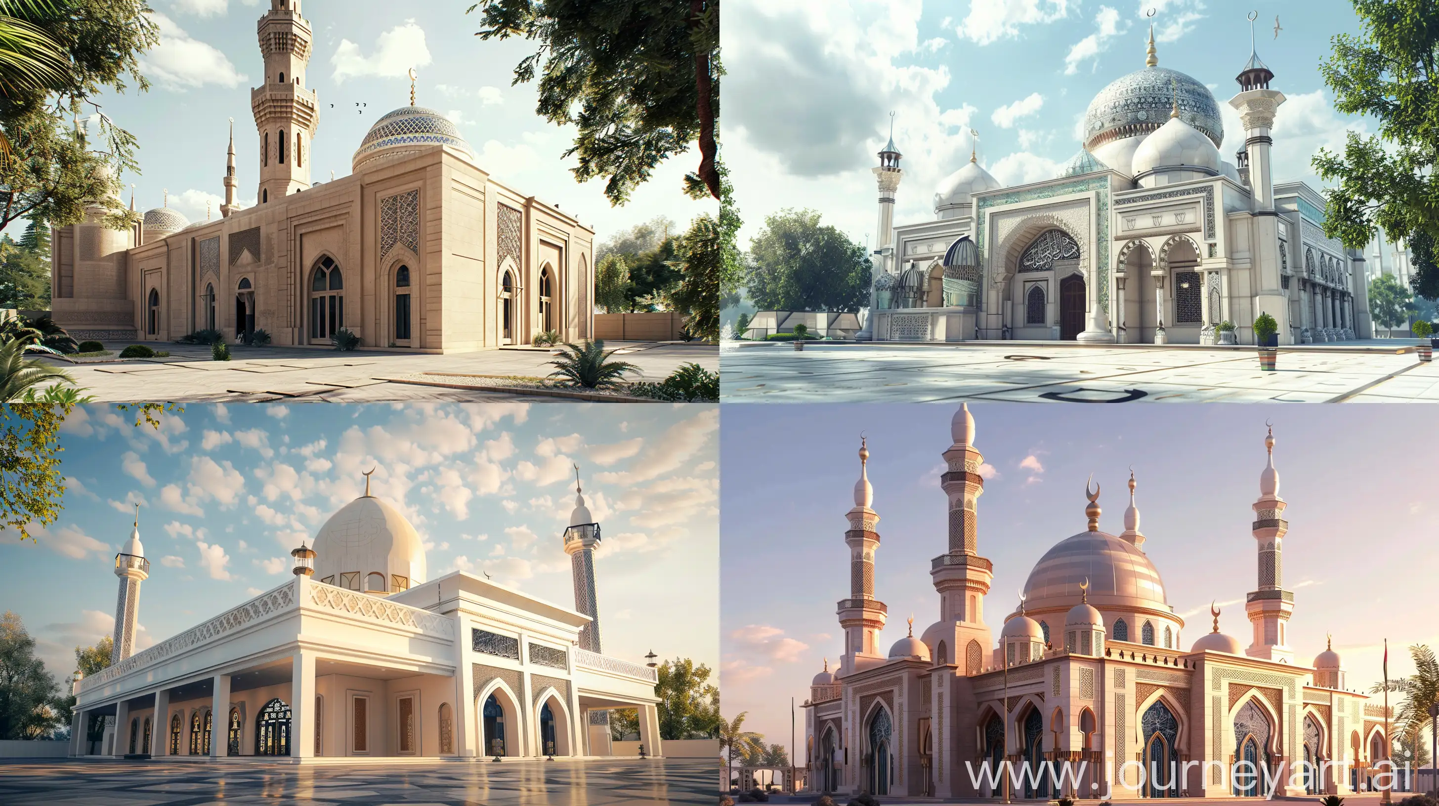 foto realistis tampilan masjid dari luar, islamic, ramadhan, --ar 16:9