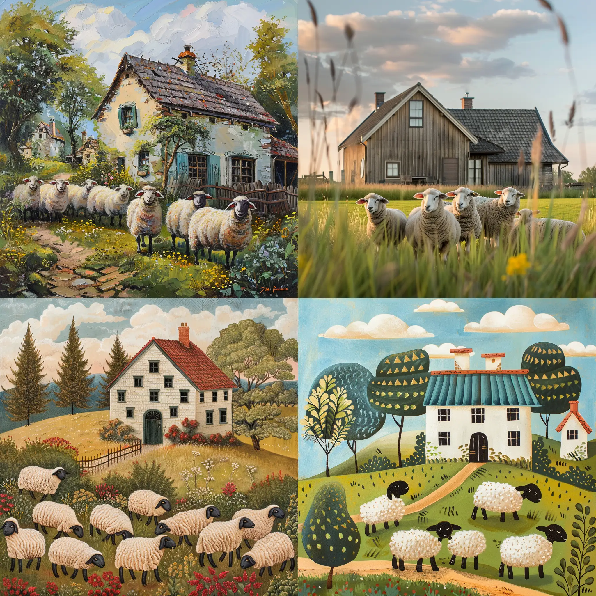 farmhouse with sheeps