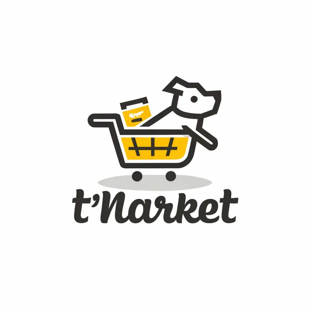 a logo design,with the text "t'market", main symbol:maltese terrier,complex,be used in Retail industry,clear background