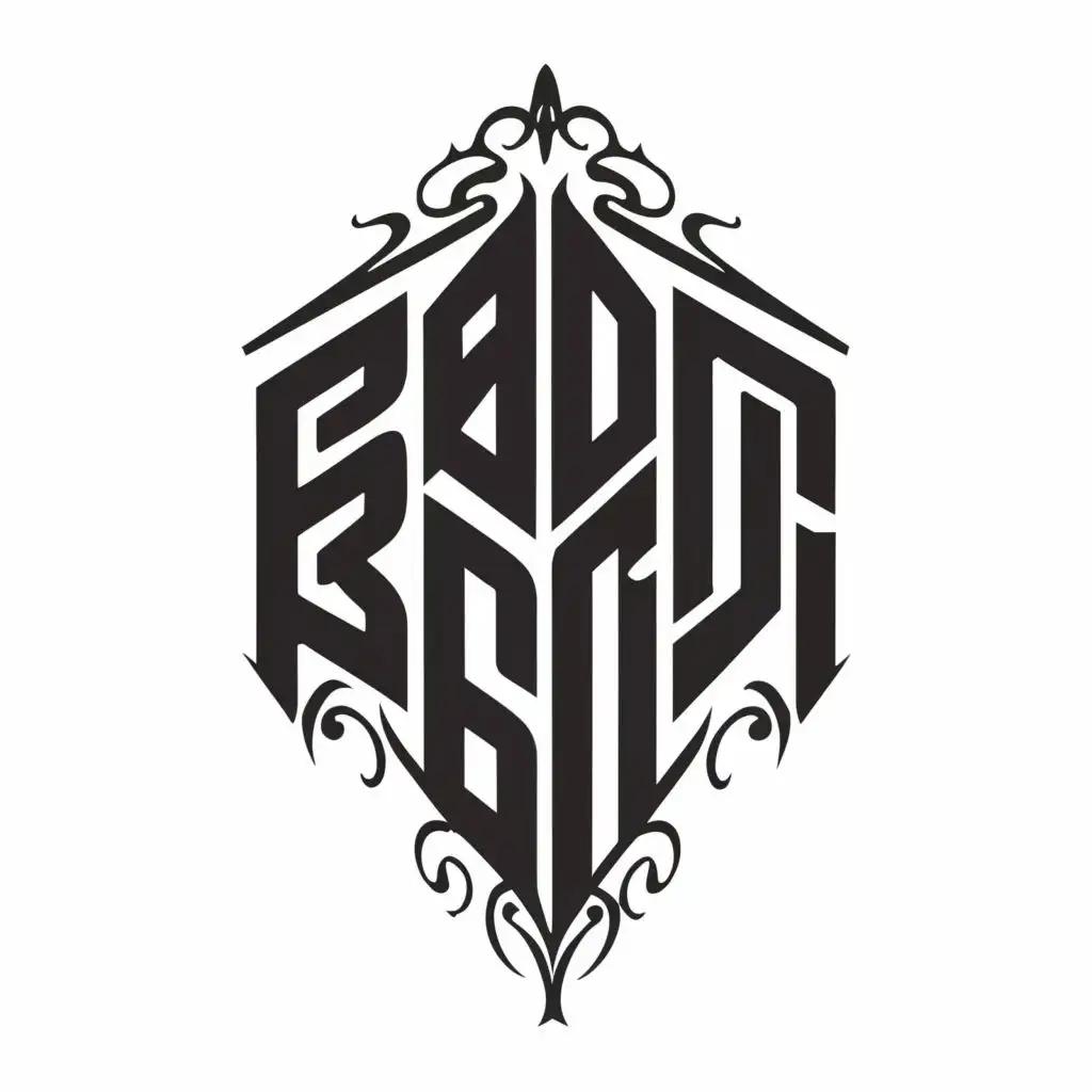 """
logo, """
 text "bad boy" in black and white in the style of an angular tattoo

""", with the text "bad boy", typography, be used in Entertainment industry
"""