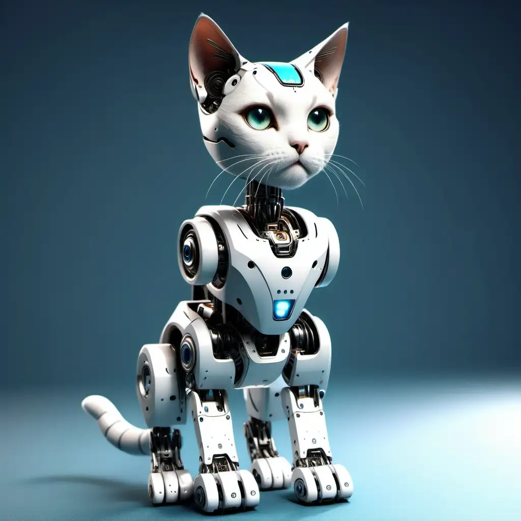  a robot look cat. semi realistic ,full boy view