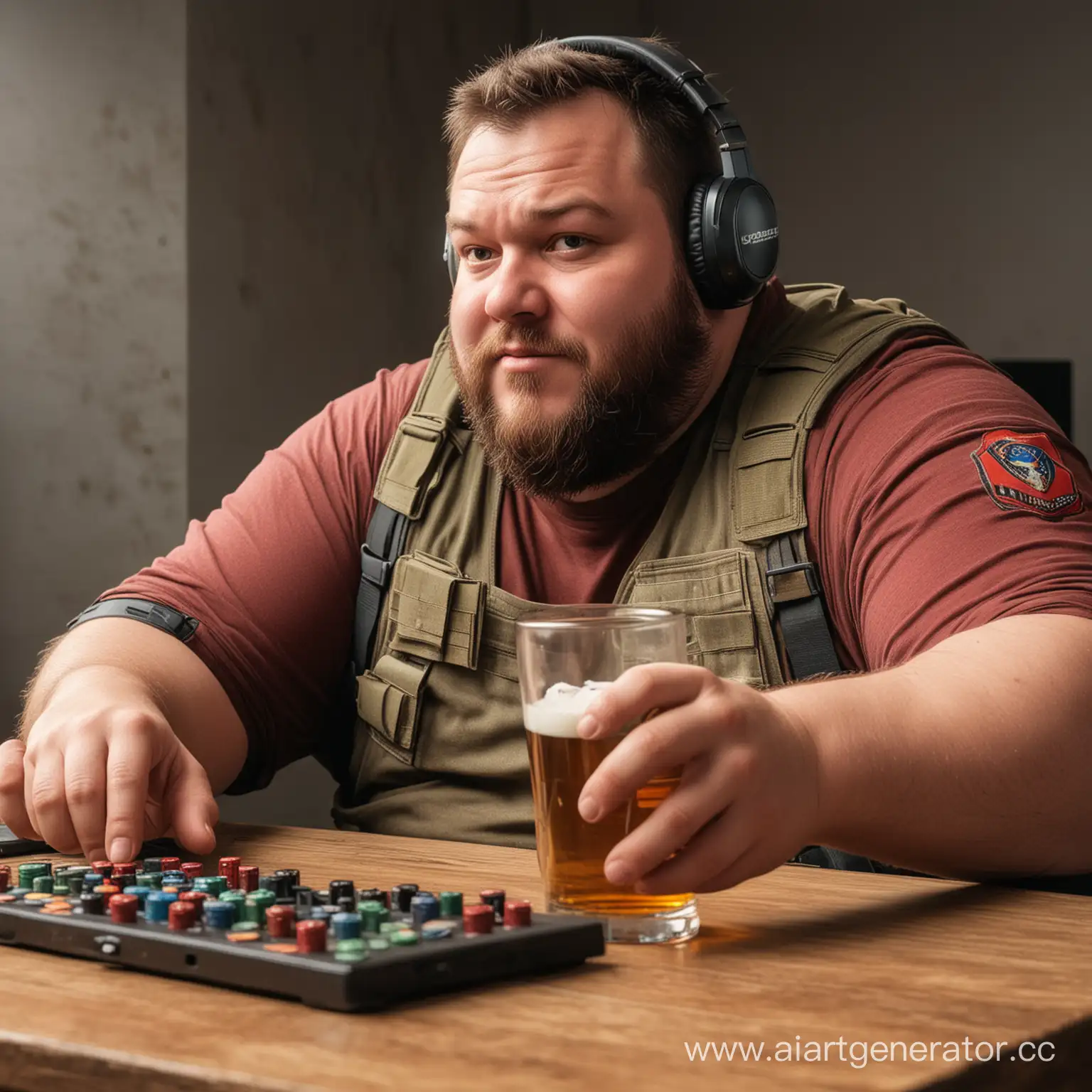 Middleaged-Man-Enjoying-Video-Game-with-Refreshing-Beverage