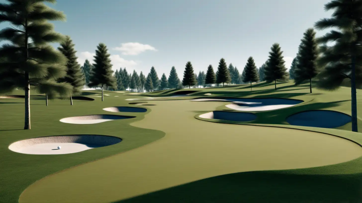 Ein photorealistischer Golfplatz. Keine Nadelbäume