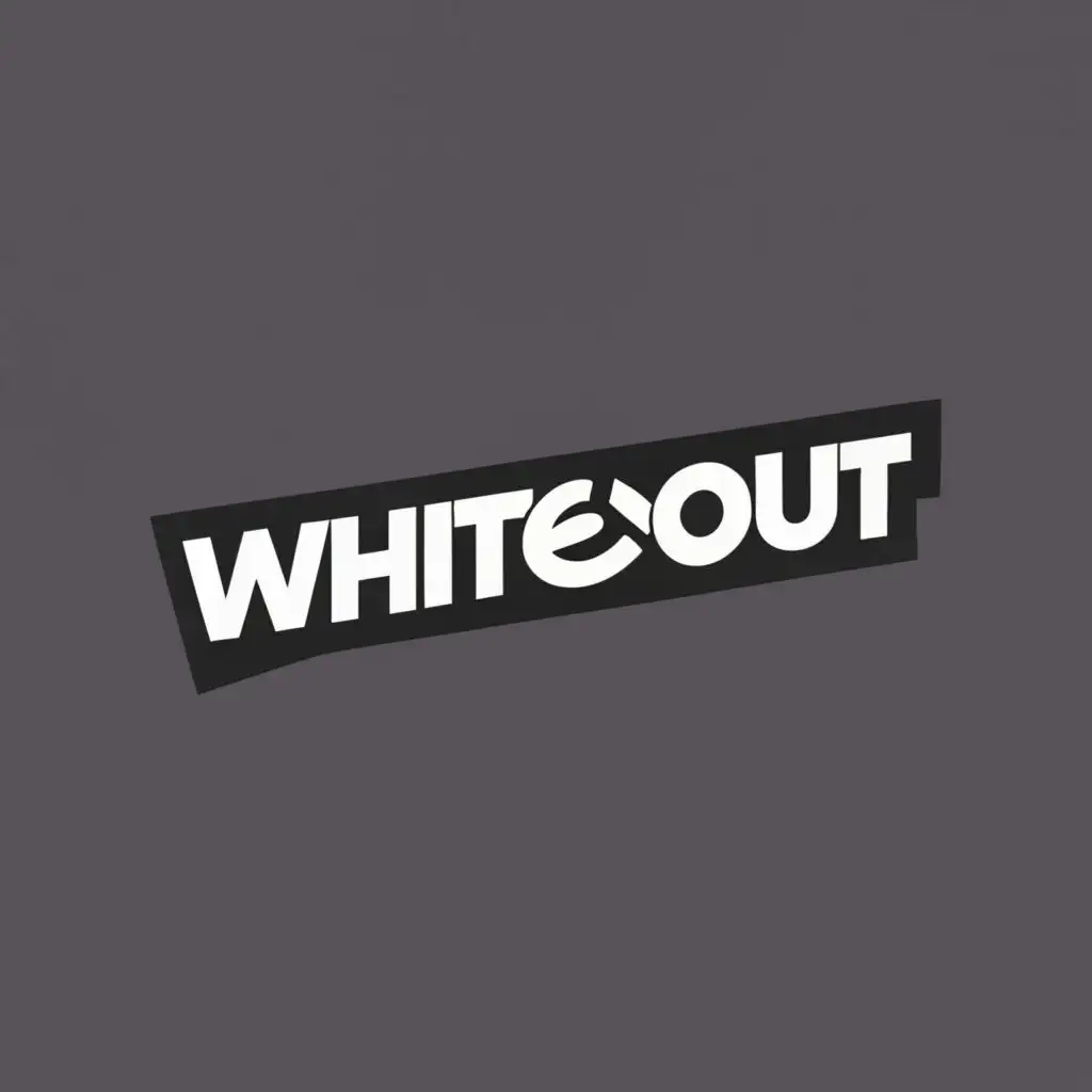 logo, A sharp, bold logo in black and white, with the text "WhiteOut", typography, be used in Entertainment industry