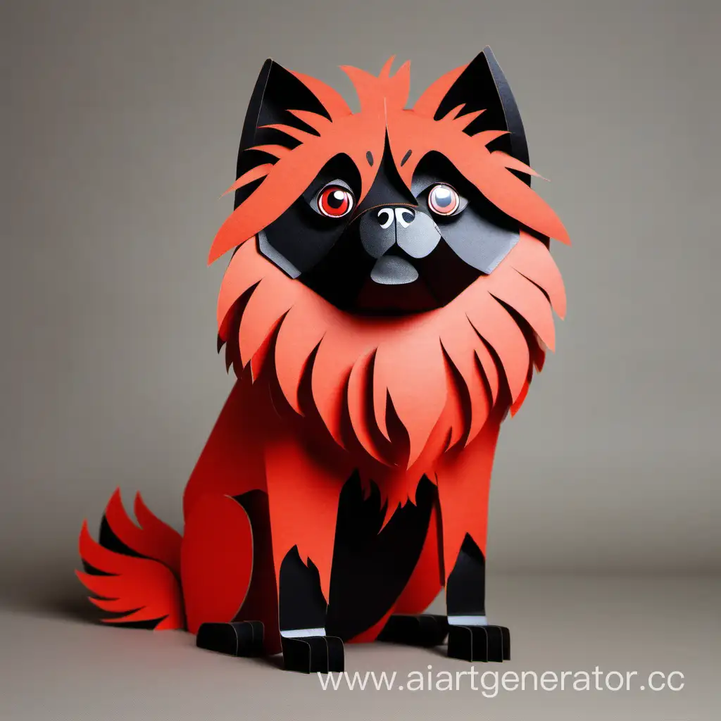 Adorable-BlackandRed-PekingeseSpitz-Cardboard-Cutout-Dog