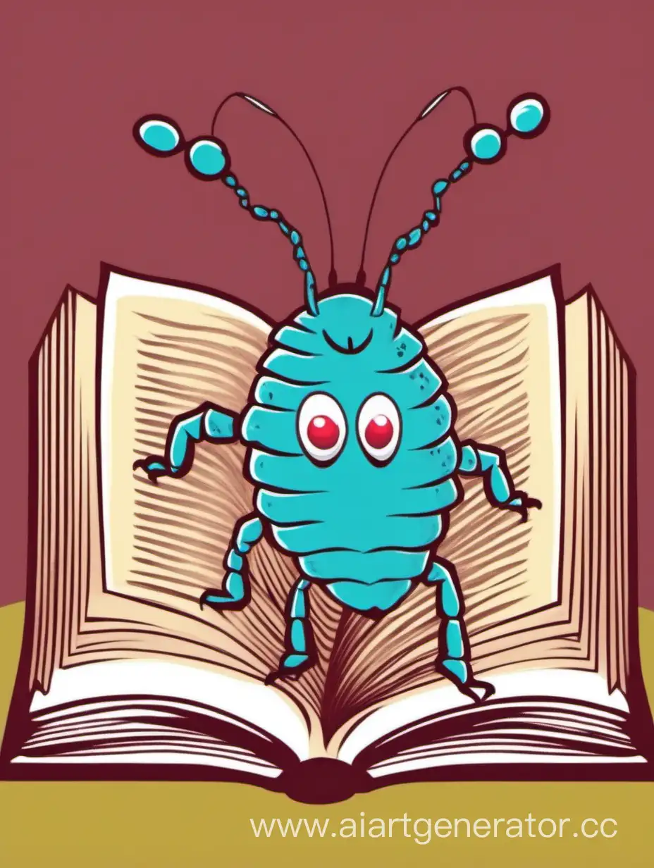 Colorful-Louse-Reading-a-Book-Whimsical-Insect-Literature