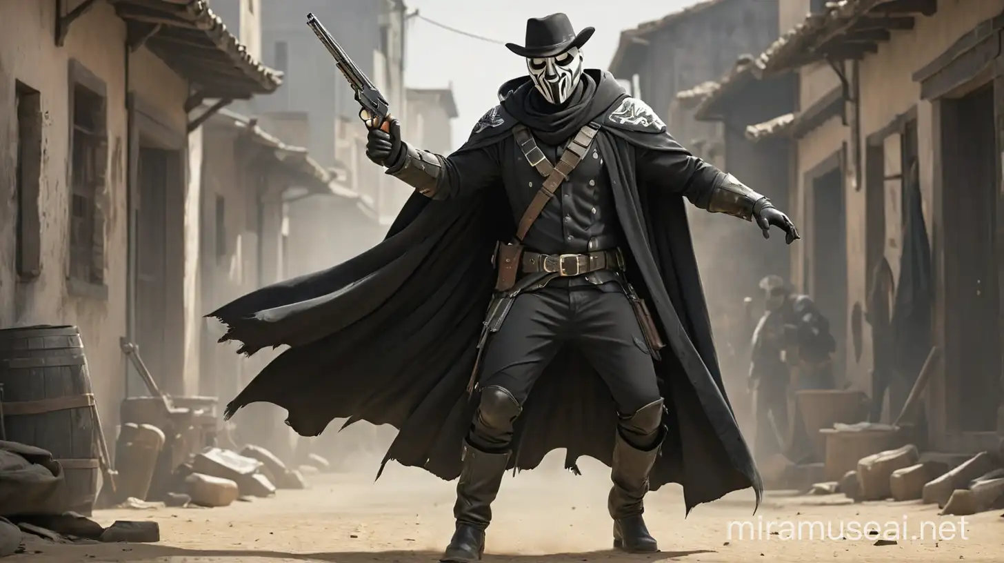 Mysterious Gunslinger in Black with Dual Pistols