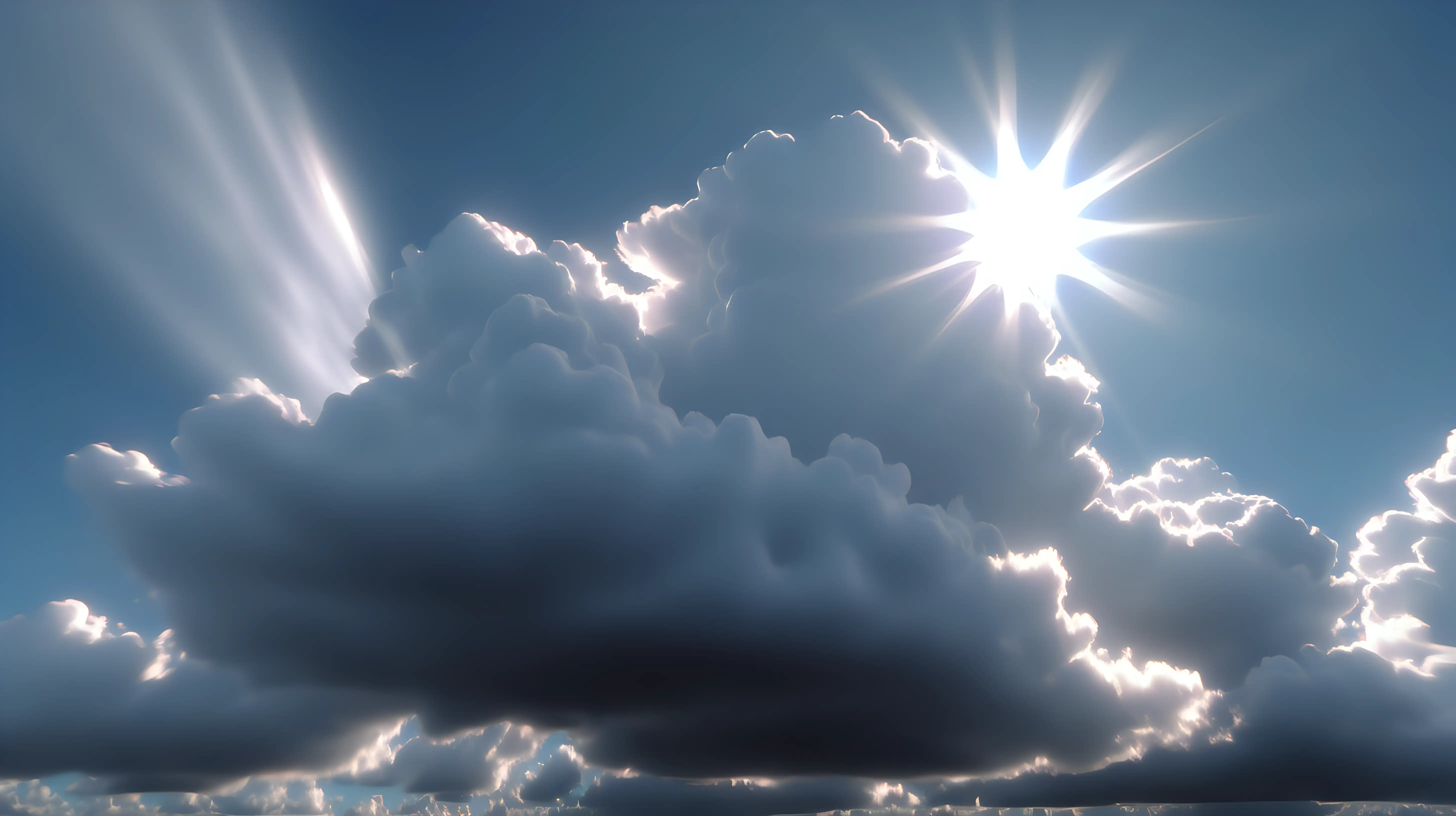 Heavenly Cloudscape with Silver Lining and Sunny Spells in UltraRealistic UHD 8K