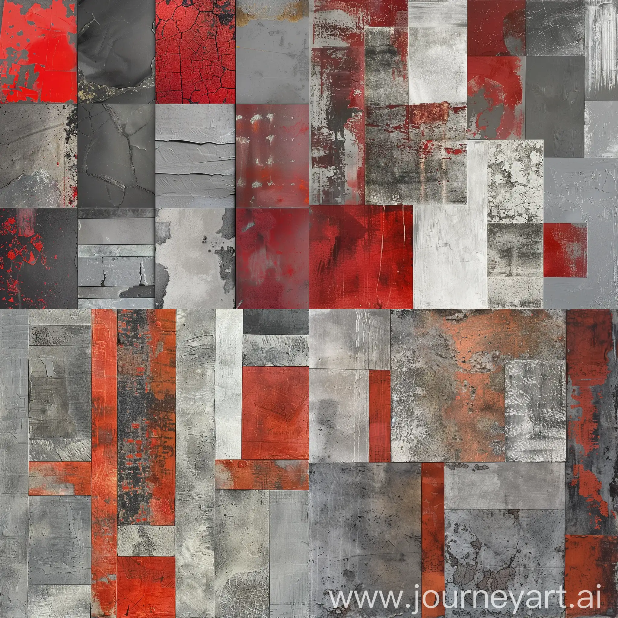 Abstract-Vermilion-and-Gray-Texture-Mosaic
