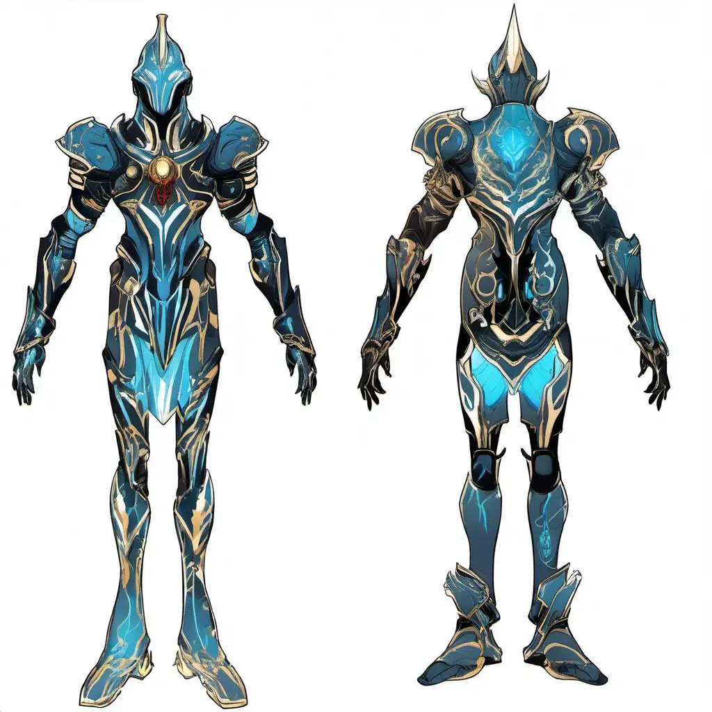 character sheet front and back armor style With black vibrant gold and red armor, with golden jewels glowing jewels with a knight in shining armor with tree's sprouting from shoulders with a biomechanical living themed armor growing suit borg warframe style amor and a living sword and a living shield mutated shield on his right arm in the style of a character concept art only black and white linework in a style similiar to kroniksempai's warframe concept art