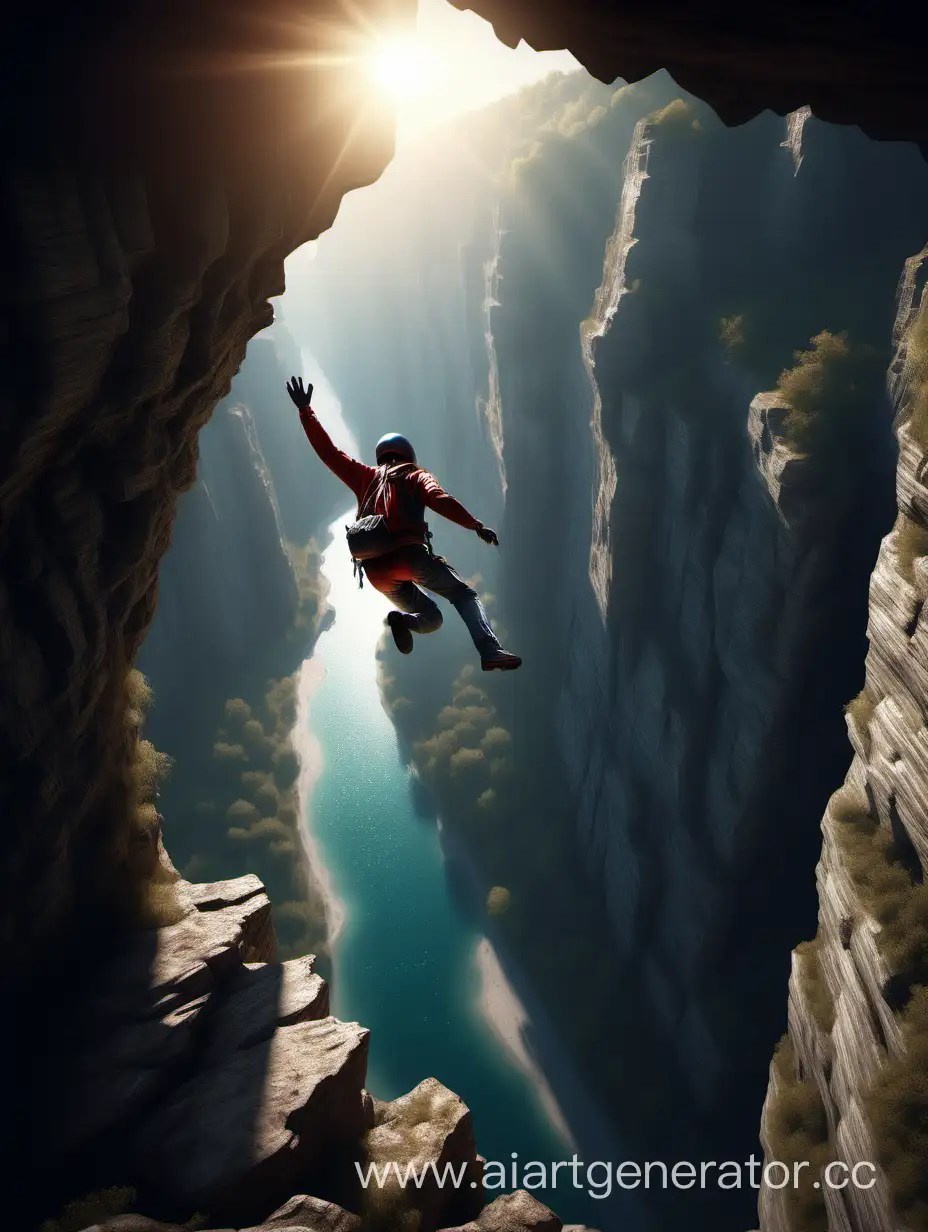 Daring-Cliff-Dive-into-Luminous-Gorge-Stunning-4K-UltraRealistic-Photo