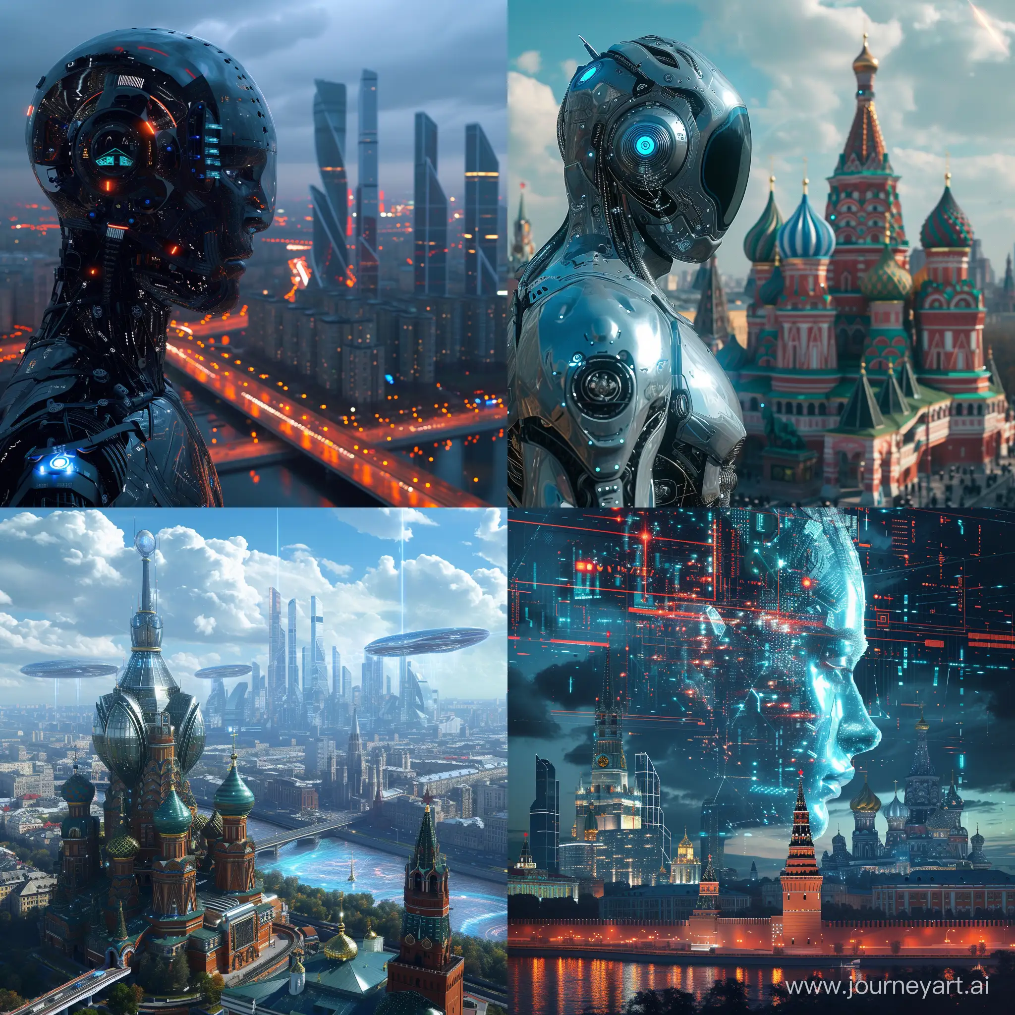 Futuristic Moscow, strong artificial intelligence in cinematic futuristic style