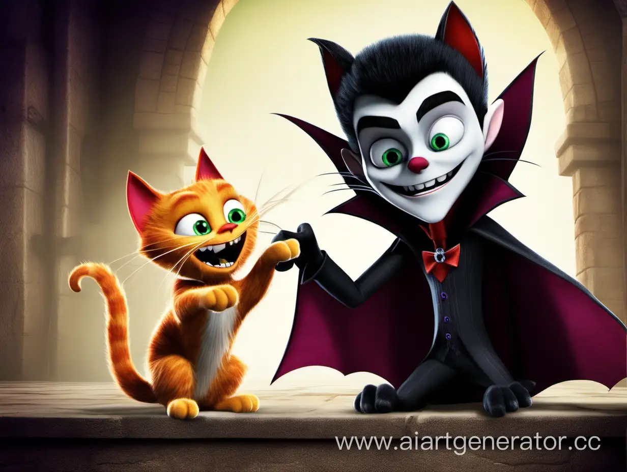 Count-Dracula-Playing-with-Ginger-Cat