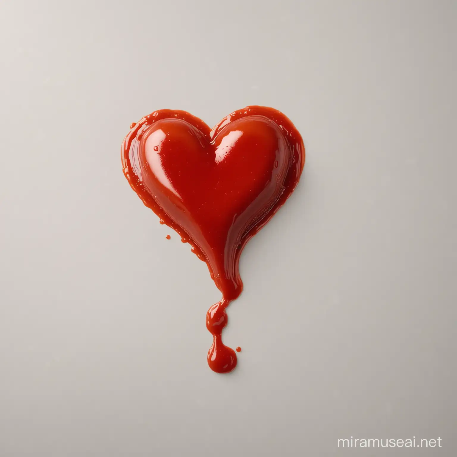 Heartshaped Ketchup Spill on Plain White Background