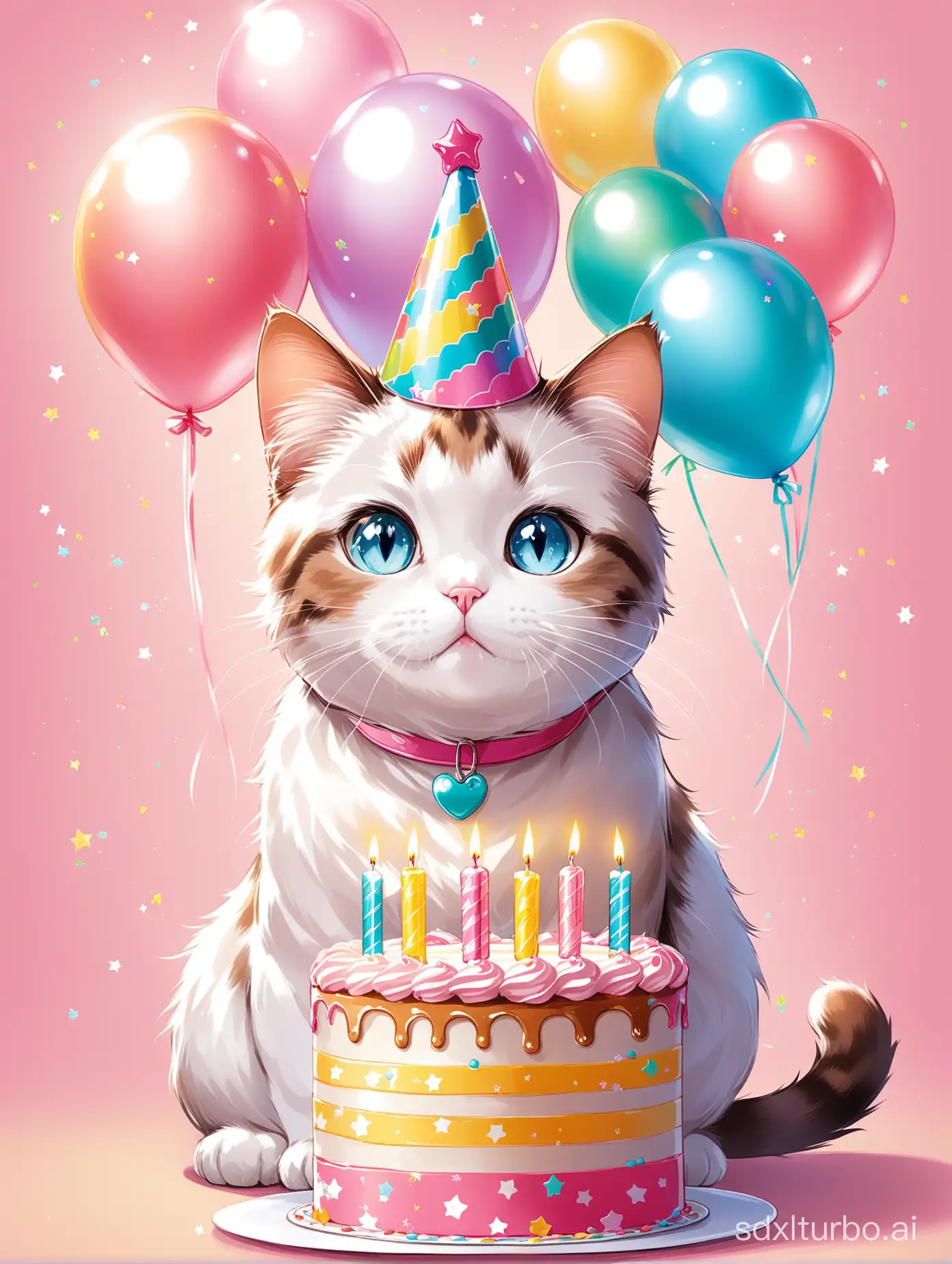 Colorful-Birthday-Celebration-with-a-Playful-Cat