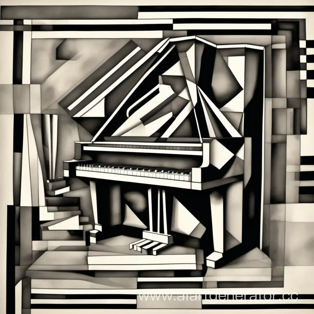рисунок фортепиано в стиле кубизм