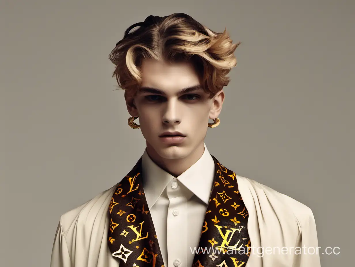 Fashionable-Young-Man-with-Curtain-Hairstyle-in-Louis-Vuitton-Attire