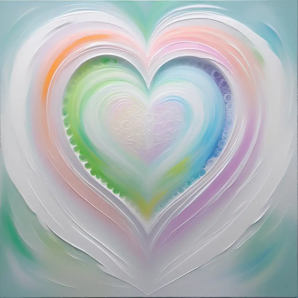 Ethereal Spirit Heart Chakra Art in Pastel and White Colors