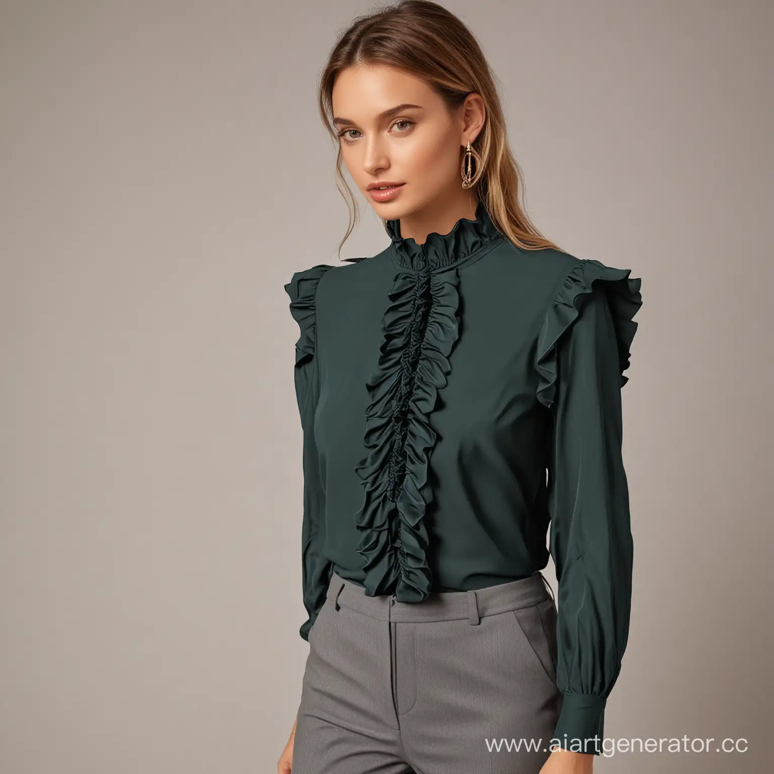 дизайнерская женская блузка с рюшами