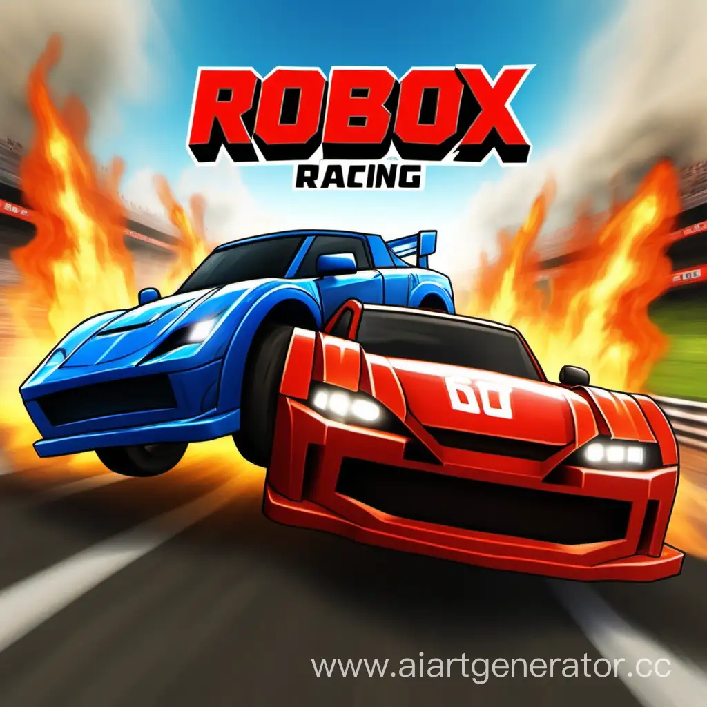 Roblox-Style-Racing-Cars-Competing-with-Super-Racing-Inscription