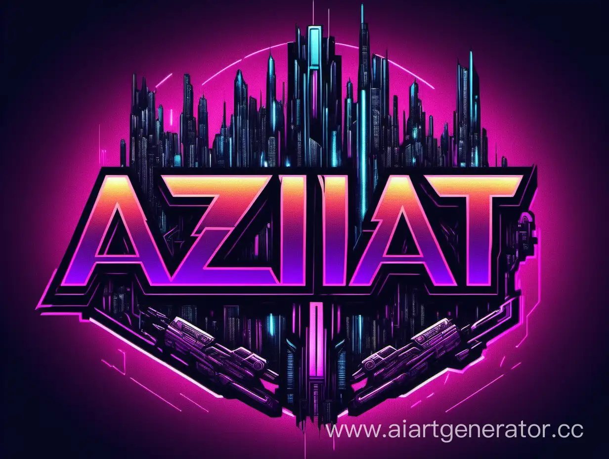 логотип AziAT, в стиле киберпанка